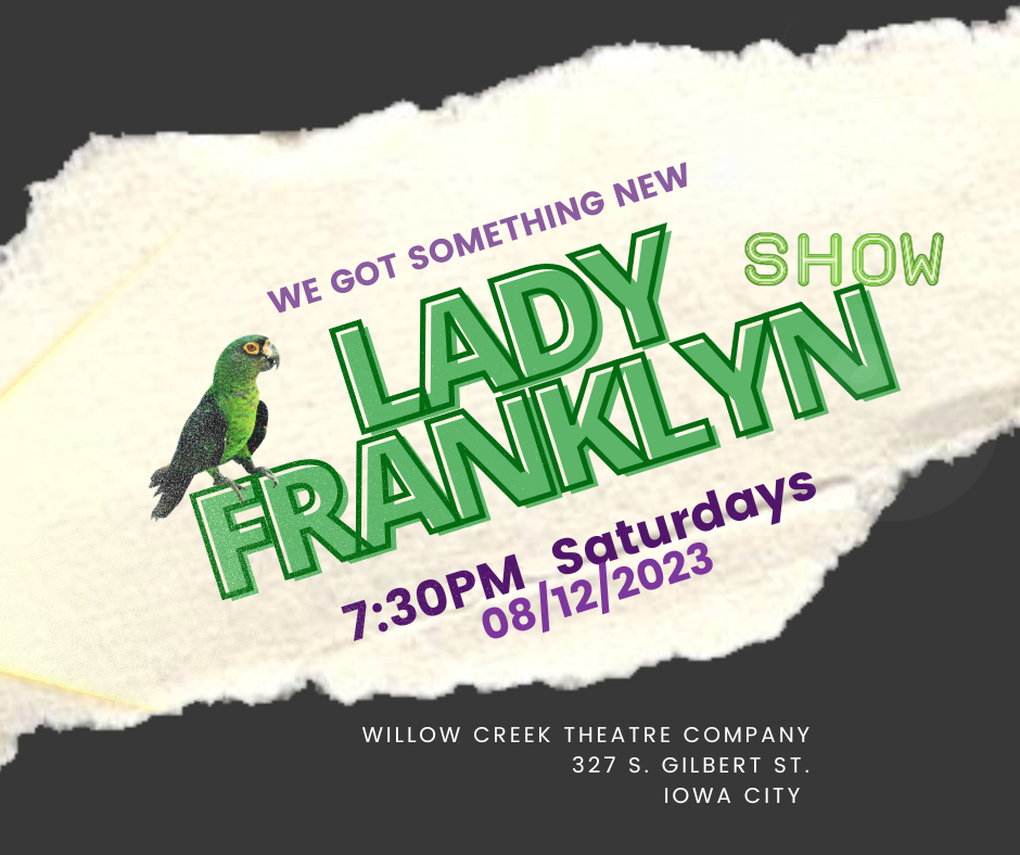 Lady Franklyn improv social media design by Josh C. Crawford created in Photoshop for the Iowa City improv team.